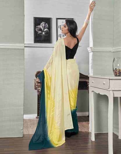 Ready To Wear Cream Chiffon Plain Saree