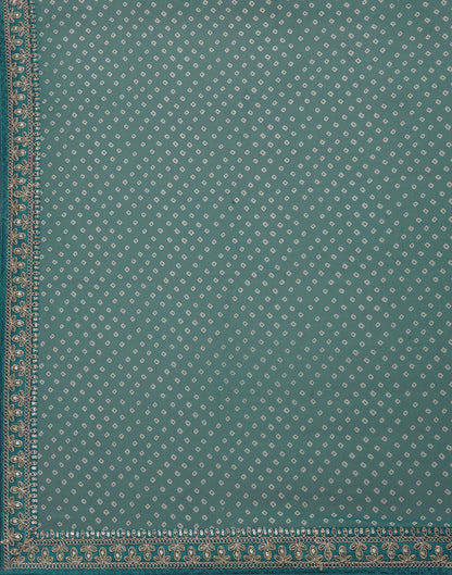 Pine Green Bandhani Saree with Embroidery Border | Sudathi