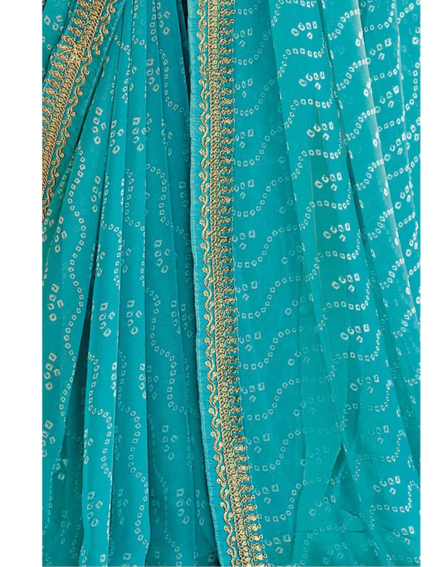 Sky Blue Bandhani Saree with Embroidery Border | Sudathi