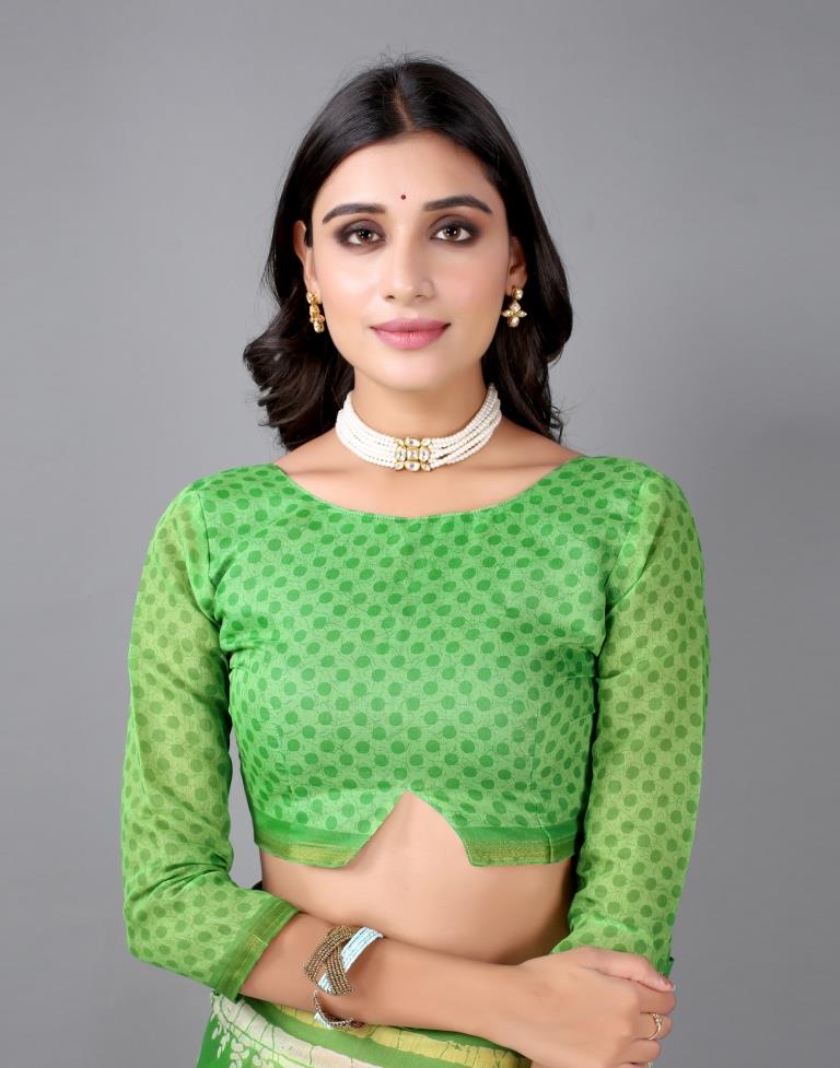 Parrot Green Cotton Saree | Sudathi