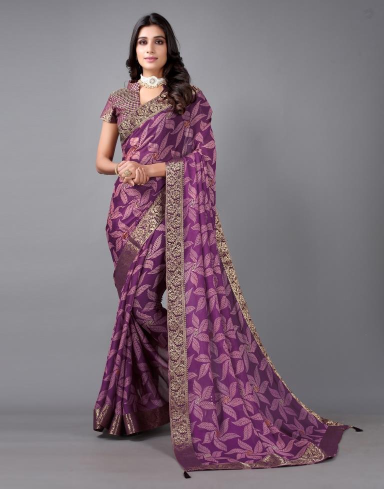 Purple Chiffon Saree | Sudathi