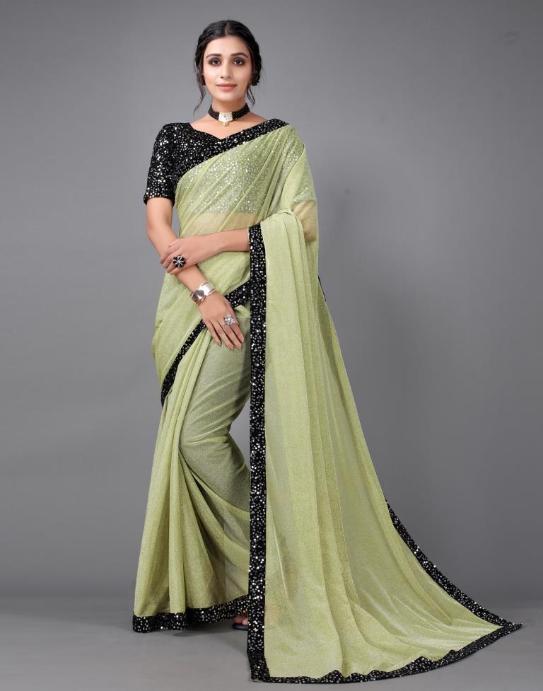 Pista Green Sequins Saree | Sudathi