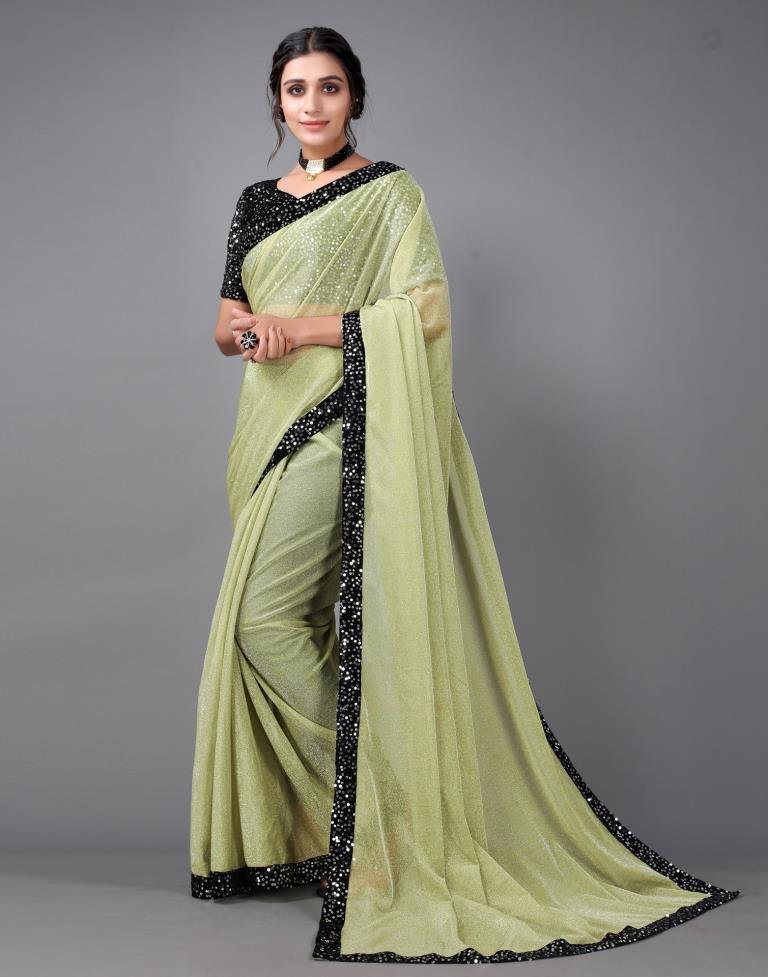 Pista Green Sequins Saree | Sudathi