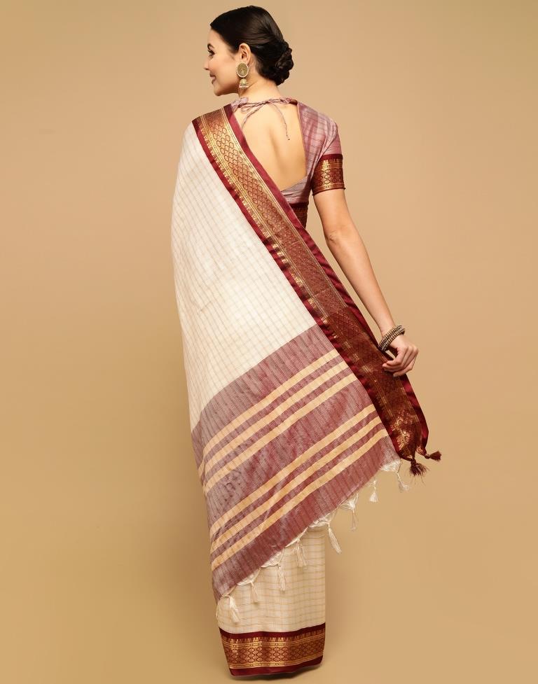 Off White Silk Saree | Sudathi