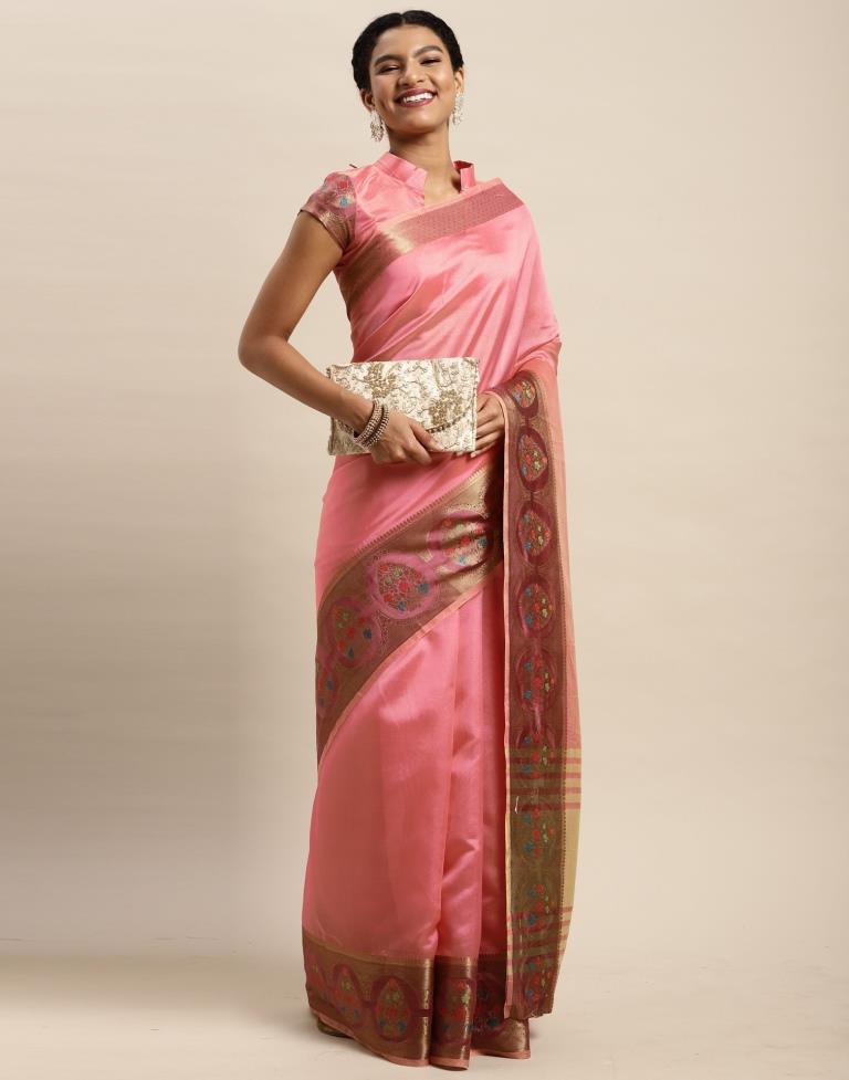 Rose Pink Organza Saree | Sudathi