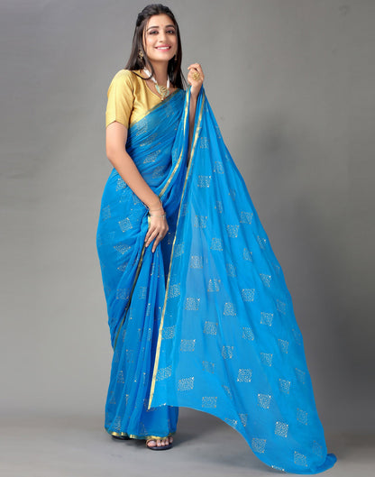 Sky Blue Chiffon Saree | Sudathi