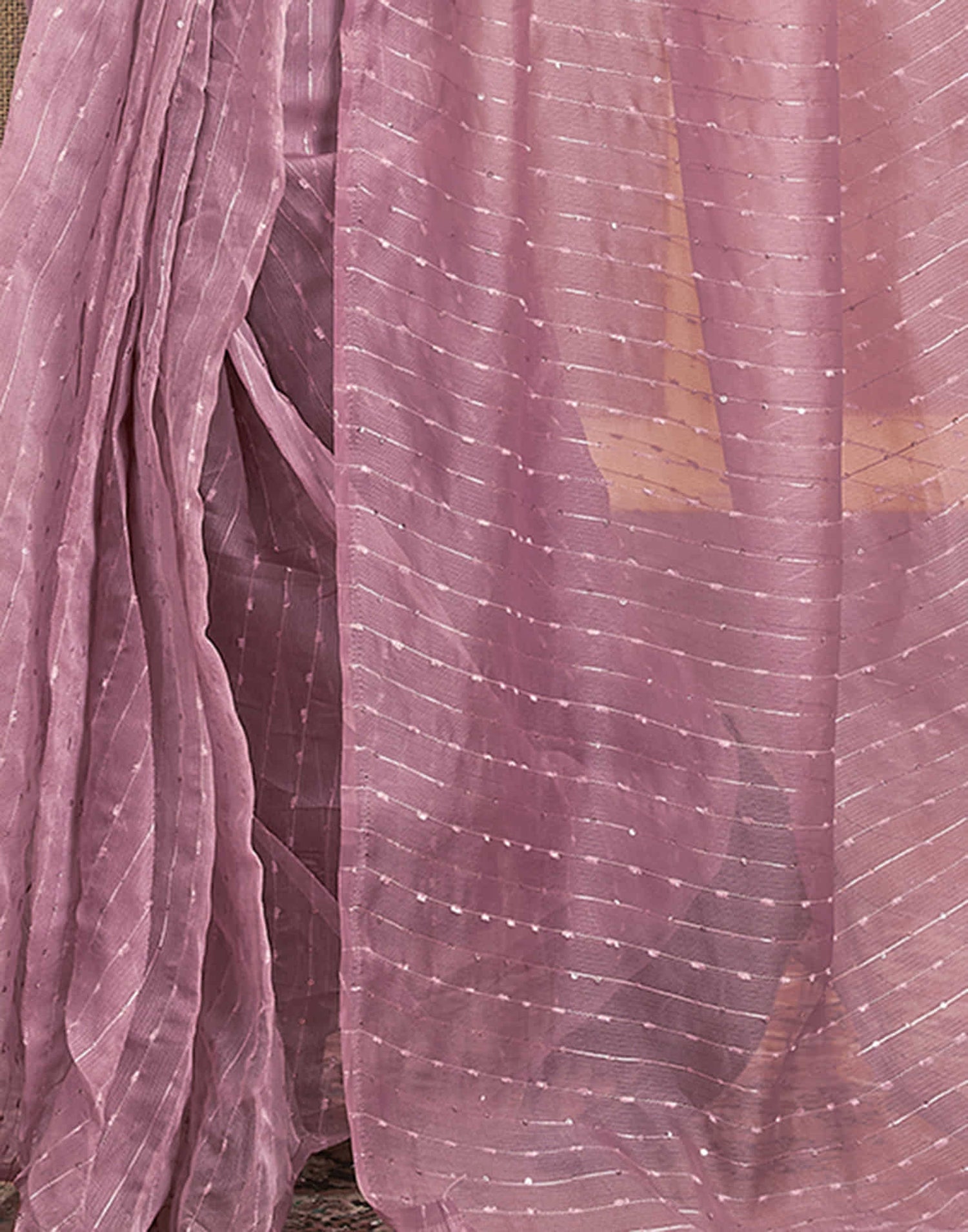 Ready To Wear Mauve Woven Silk Saree