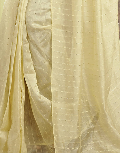 Ready To Wear Cream Woven Silk Saree