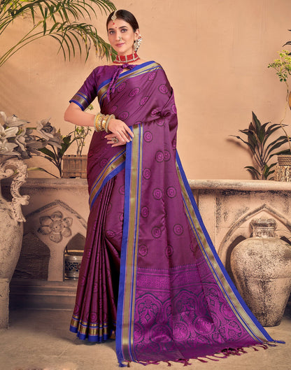 Magenta And Blue Silk Saree | Sudathi