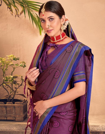 Magenta And Blue Silk Saree | Sudathi