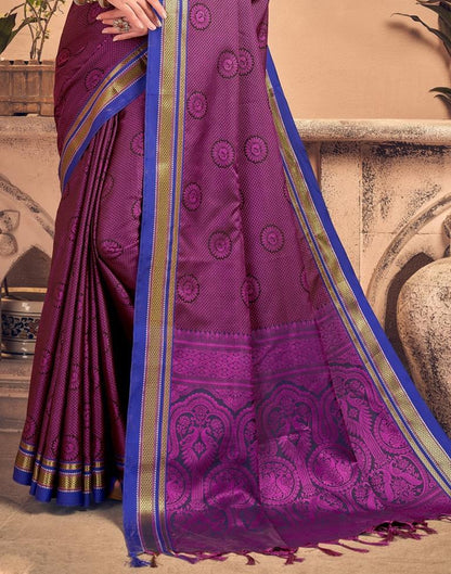 Magenta And Blue Silk Saree | Sudathi