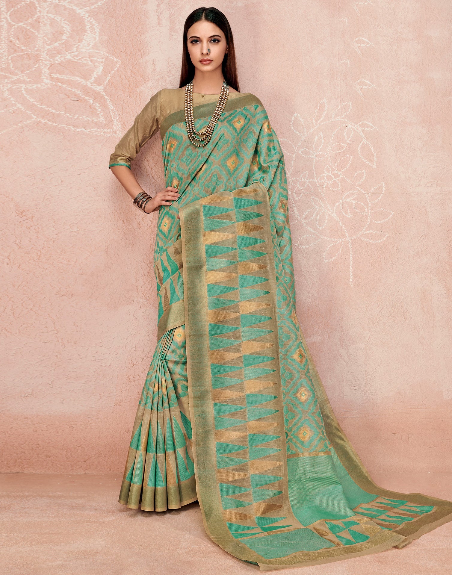 Sea Green Cotton Saree | Sudathi