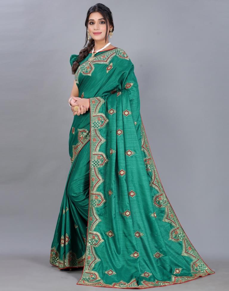 Green Embroidery Saree | Sudathi