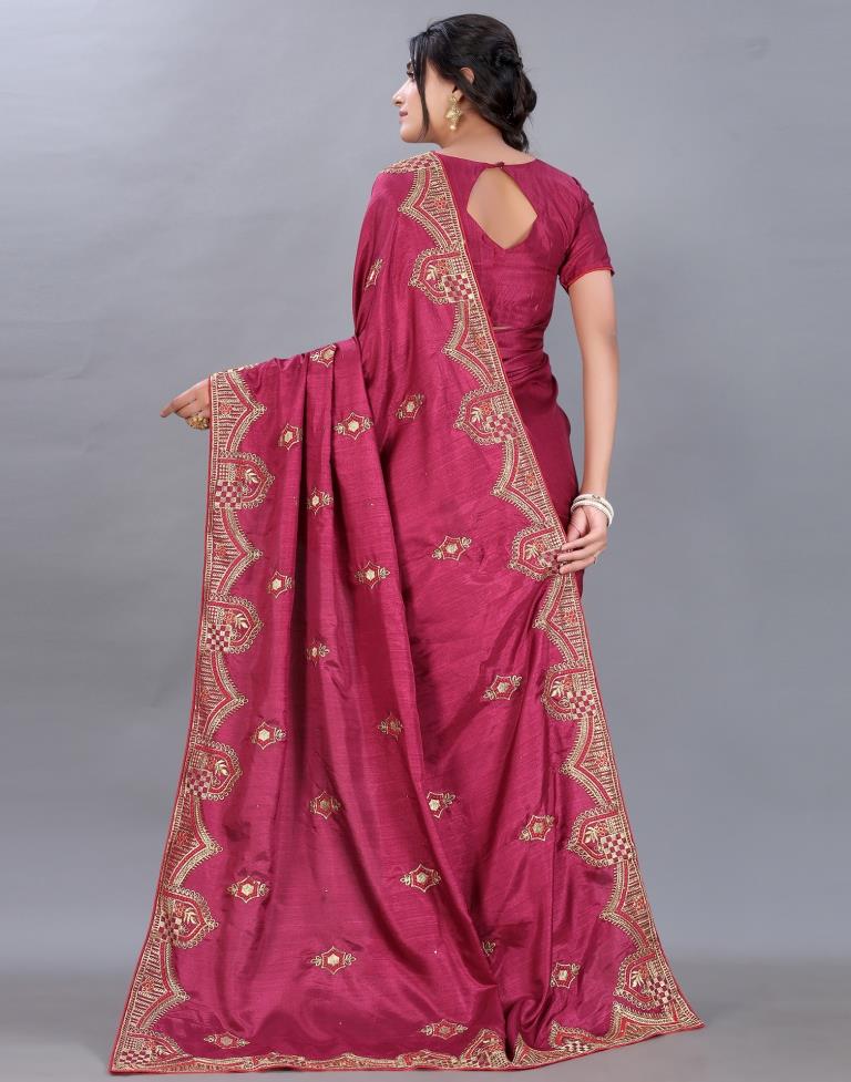 Maroon Embroidery Saree | Sudathi