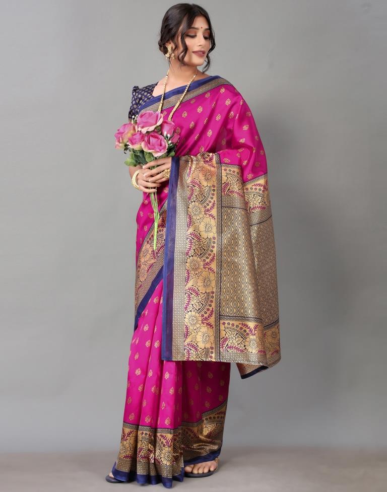 Rani Pink And Beige Silk Saree | Sudathi