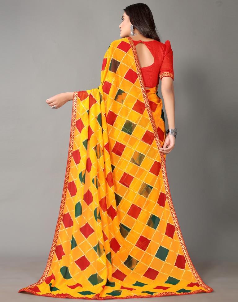 Turmeric Yellow And Multicolored Georgette Saree | Sudathi