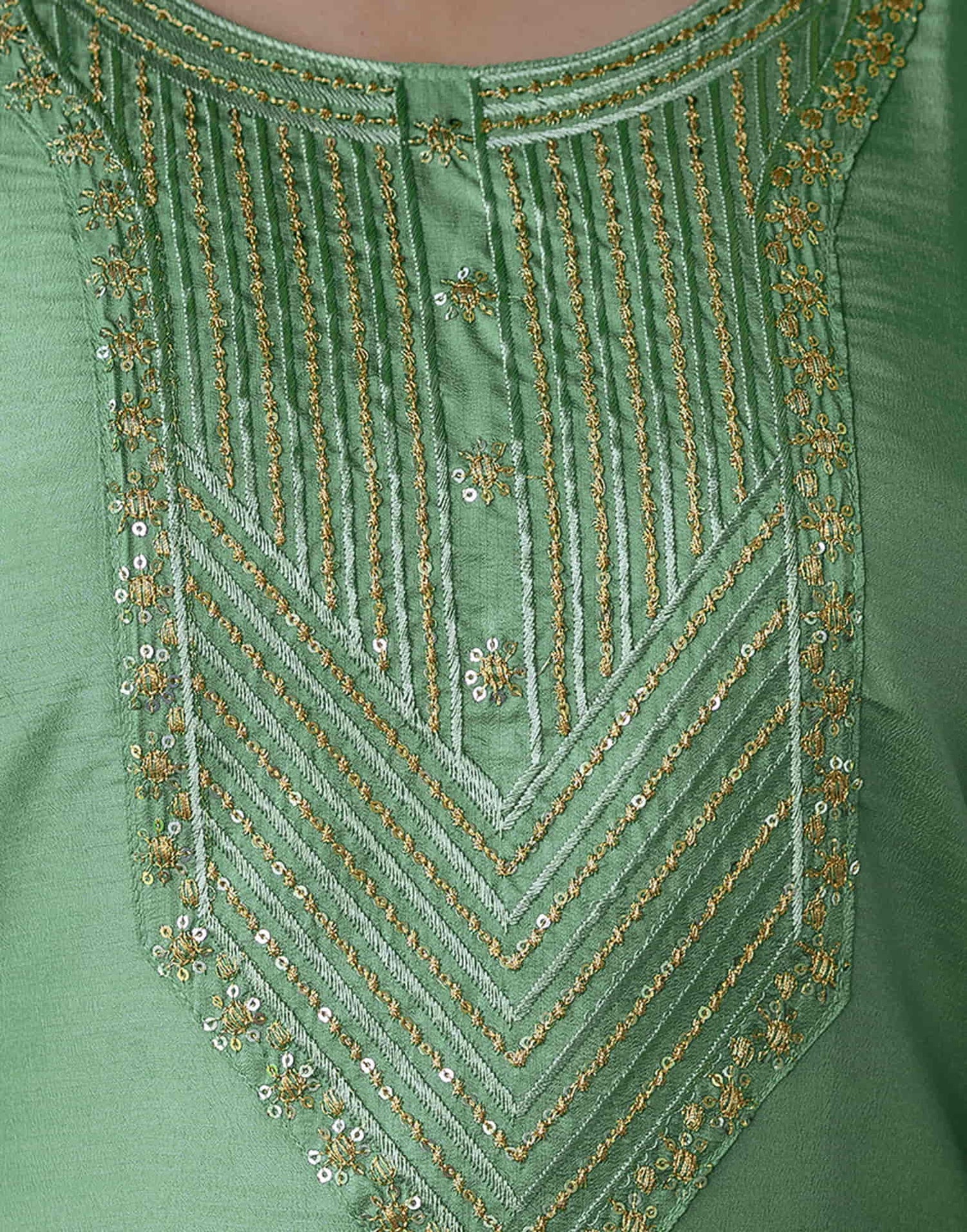 Pista Green Silk Embroidery Straight Kurta Set With Dupatta