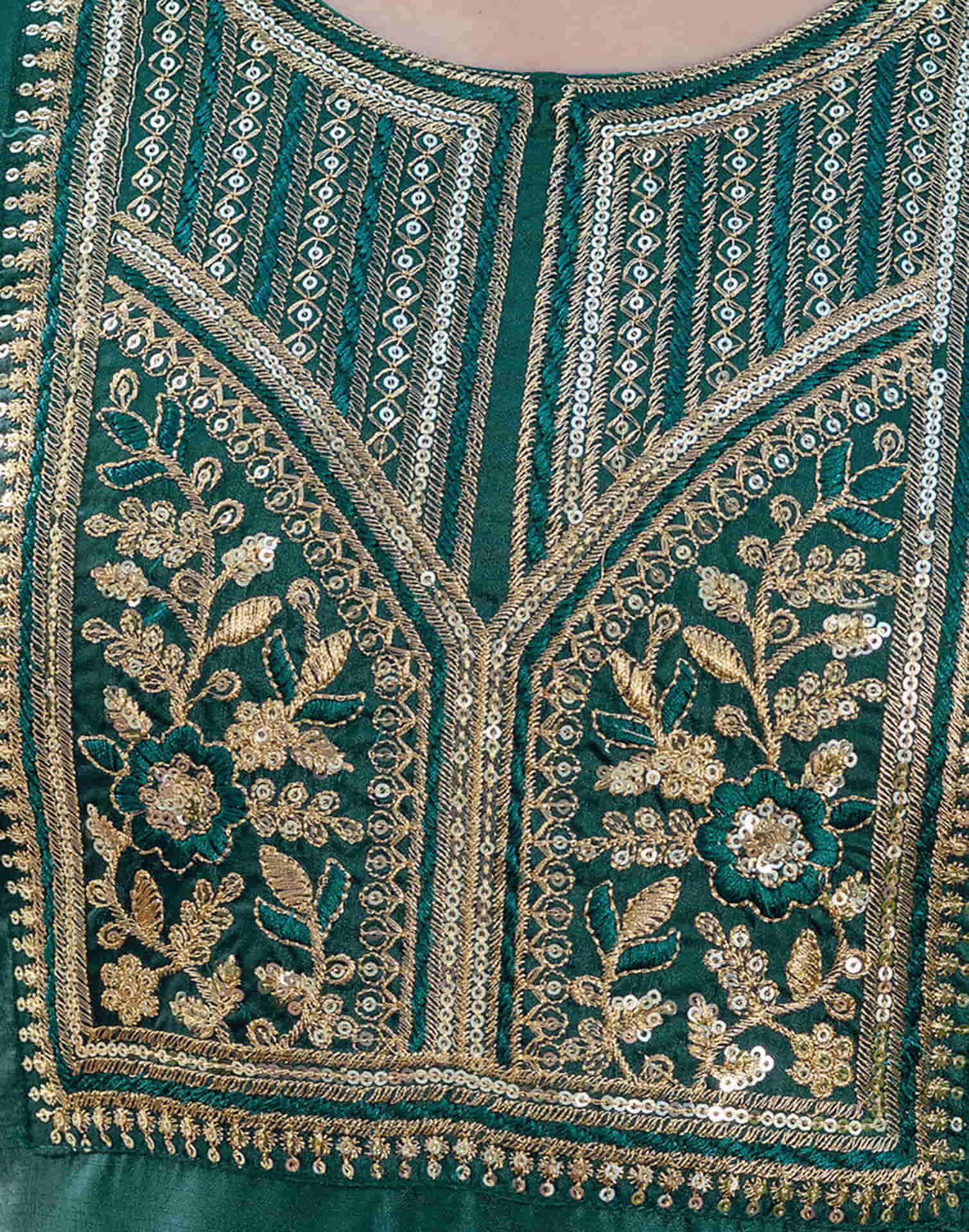 Dark Green Silk Blend Embroidery Straight Kurta Set With Dupatta