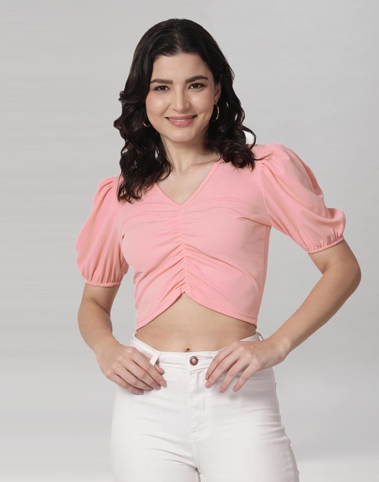 Peach Coloured Lycra Knitted Top | Sudathi