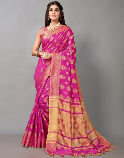 Hot Pink Banarasi Silk Saree | Sudathi