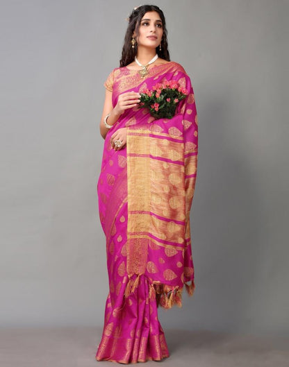 Hot Pink Banarasi Silk Saree | Sudathi