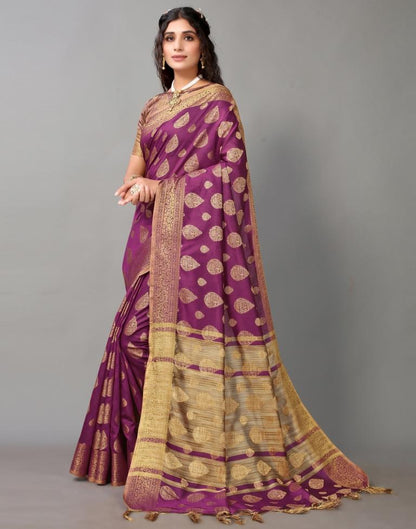 Purple Banarasi Silk Saree | Leemboodi