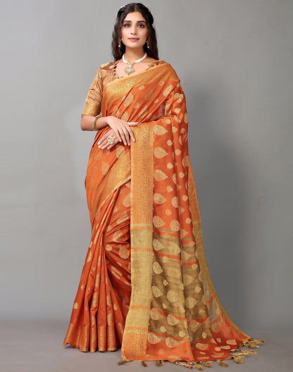 Orange Banarasi Silk Saree | Sudathi