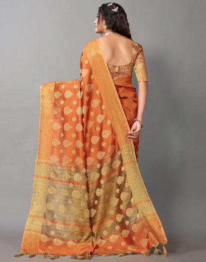 Orange Banarasi Silk Saree | Sudathi