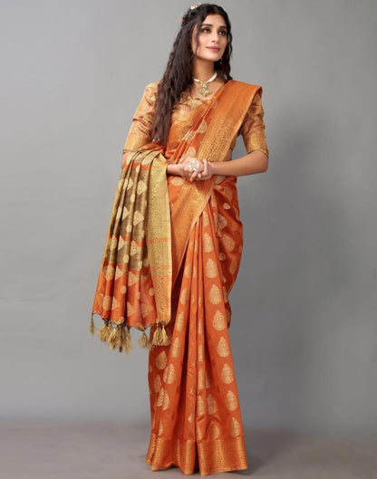 Orange Banarasi Silk Saree | Sudathi