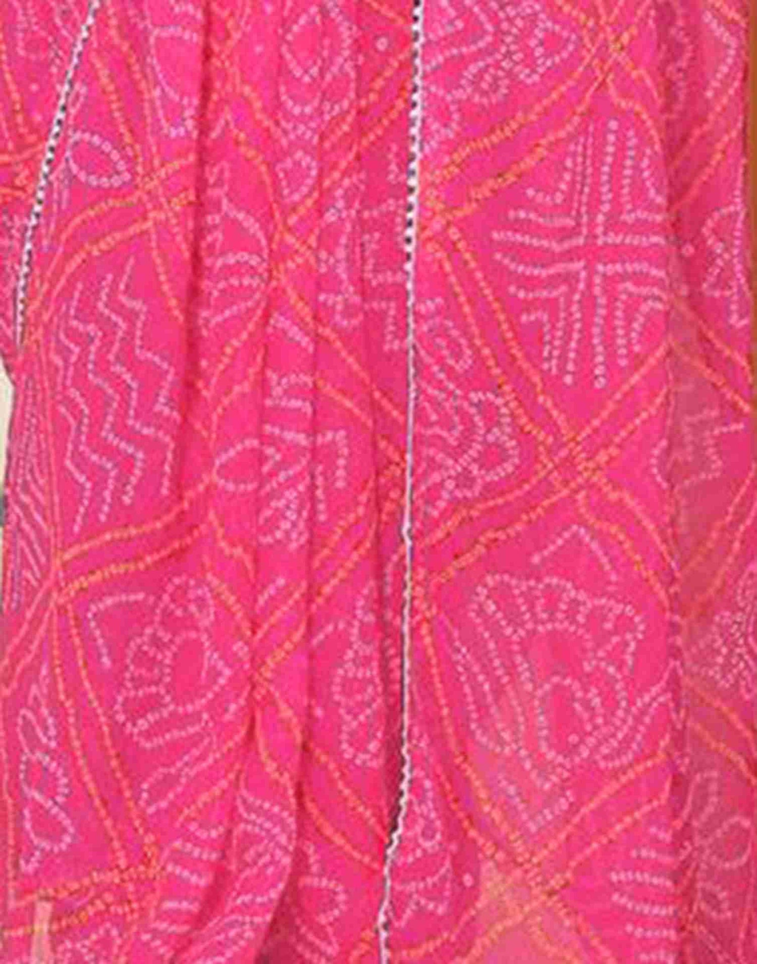 Ready To Wear Pink Georgette Printed Bandhani Saree