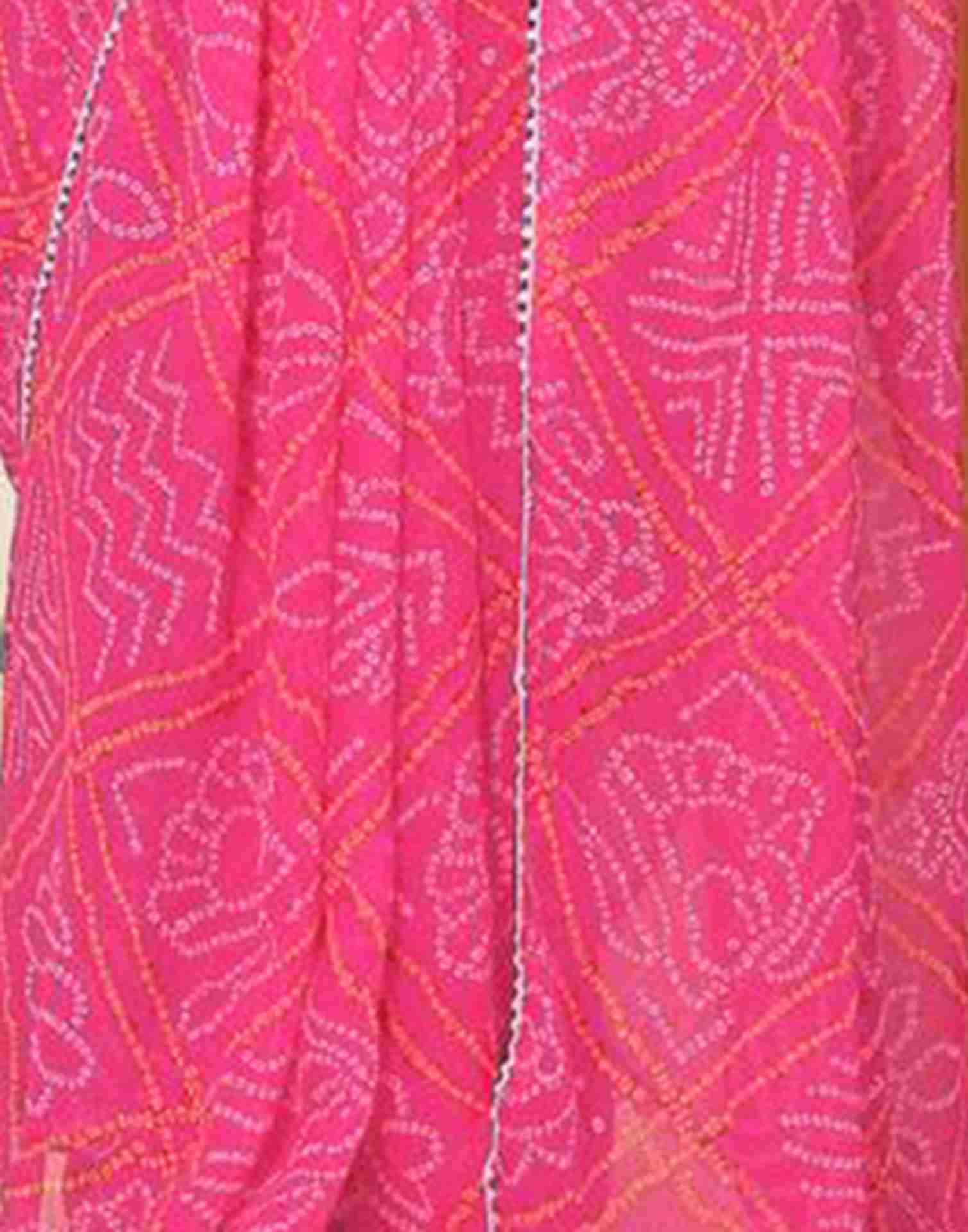 Ready To Wear Pink Georgette Printed Bandhani Saree