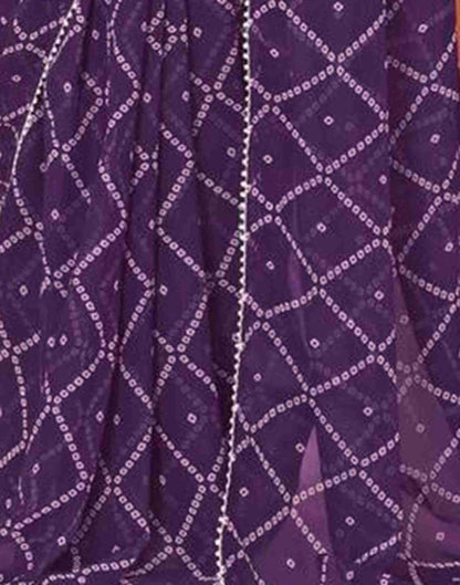 Ready To Wear Purple Georgette Printed Bandhani Saree