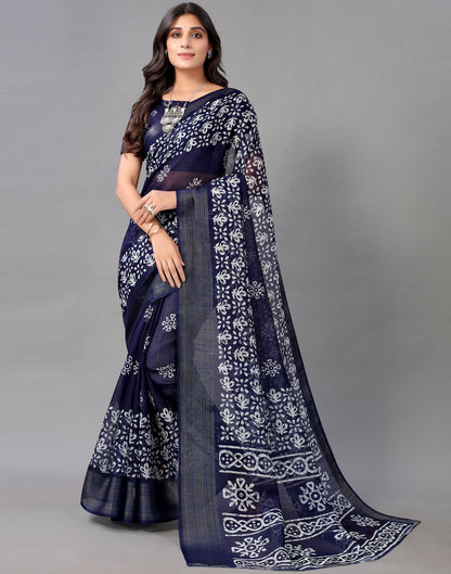 Dark Blue Cotton Saree | Sudathi