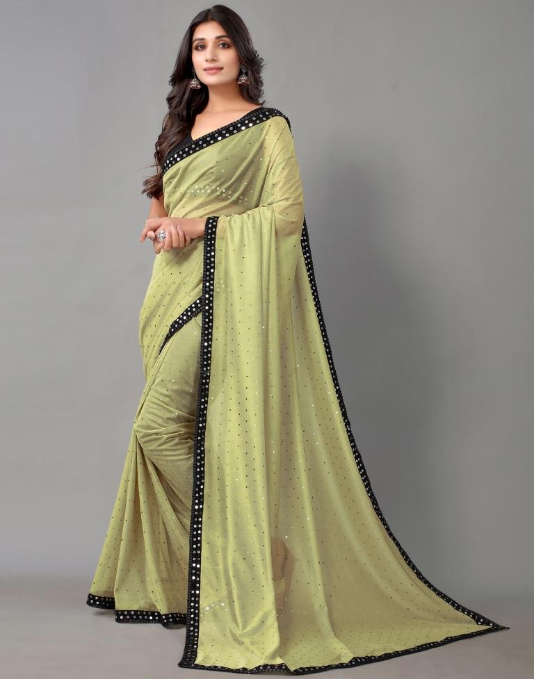 Light Olive Green Sequence Saree | Sudathi