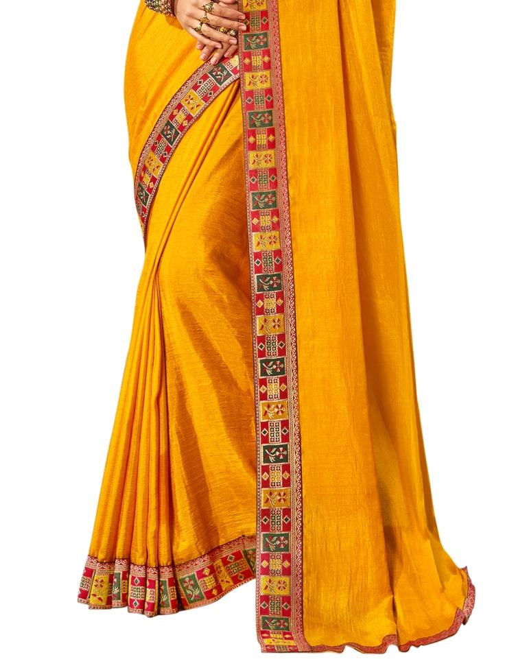 Turmeric Yellow Plain Silk Saree