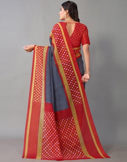 Grey Cotton Saree | Sudathi