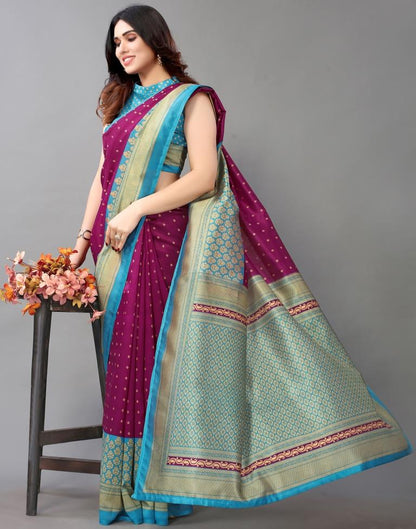 Magenta And Beige Silk Saree | Sudathi
