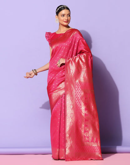 Pink And Golden Banarasi Silk Saree | Sudathi