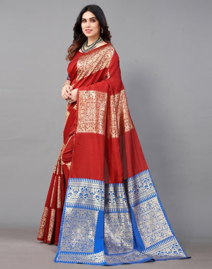 Red And Golden Banarasi Silk Saree | Sudathi