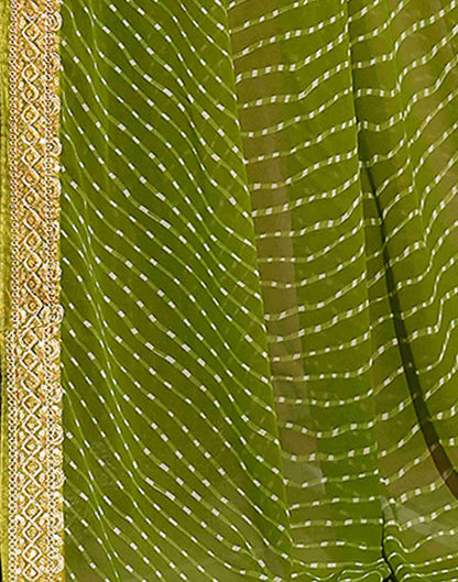 Olive Green Leheriya Printed Georgette Saree