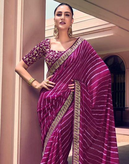 Purple Leheriya Printed Georgette Saree | Sudathi