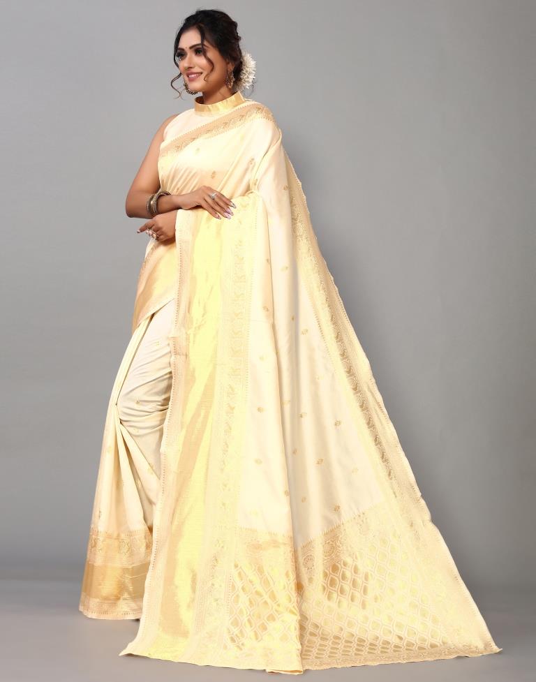 White Weaving Silk Saree