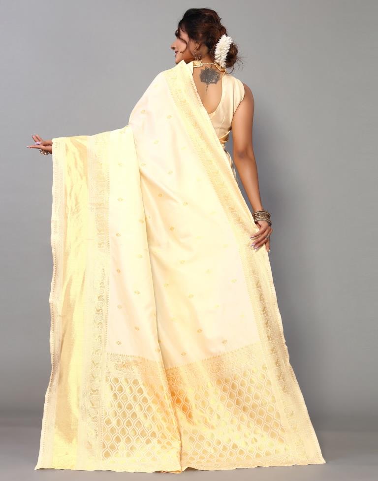 White Weaving Silk Saree