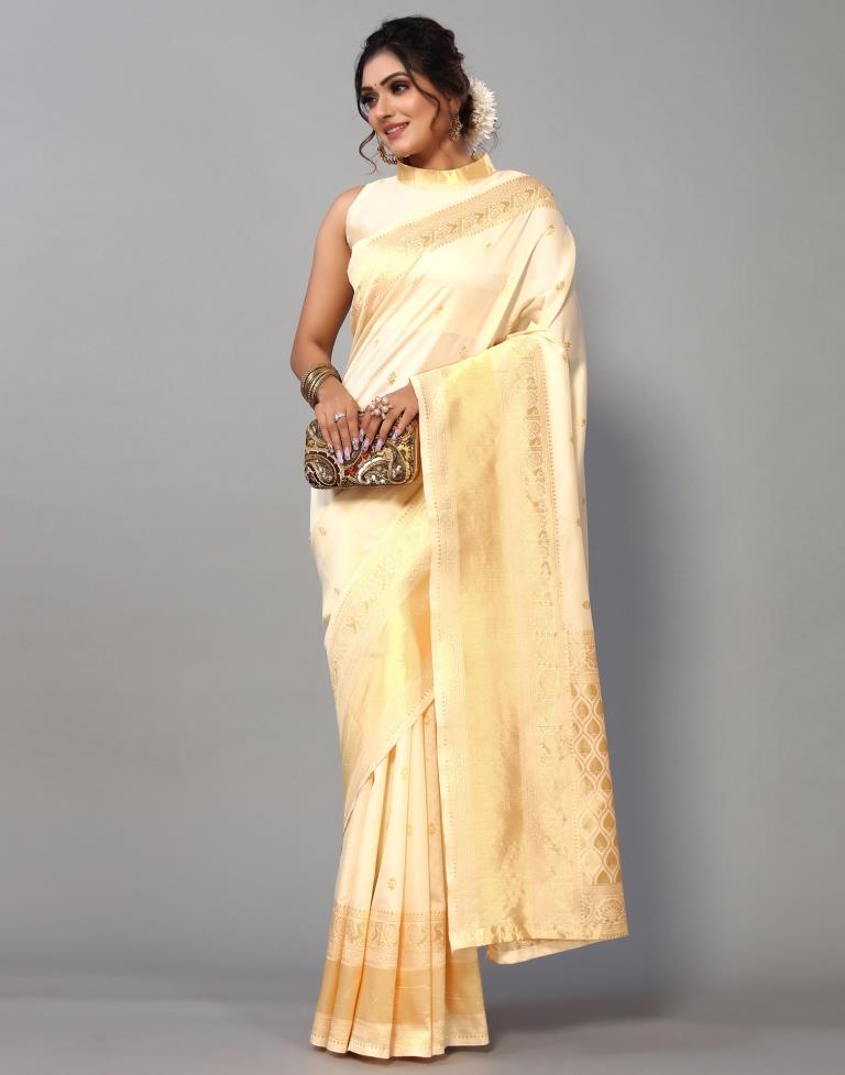 White Weaving Silk Saree