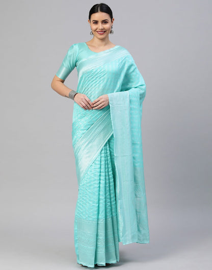 Light Blue Banarasi Silk Saree | Sudathi