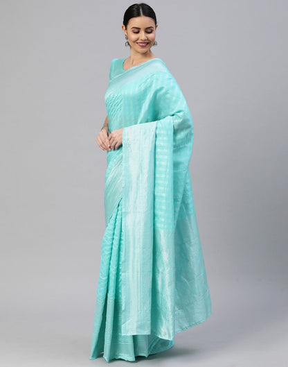 Light Blue Banarasi Silk Saree | Sudathi