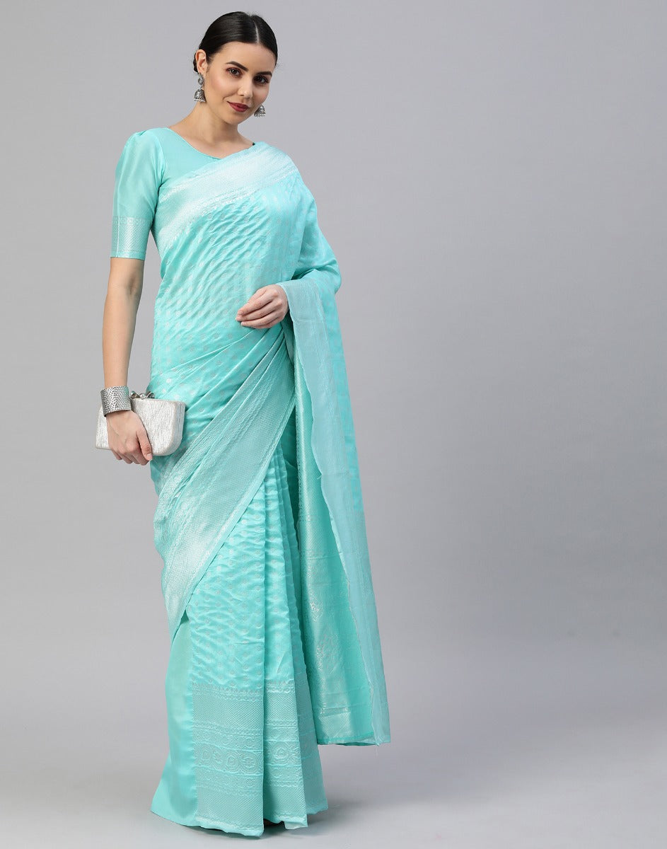 Light Blue Banarasi Silk Saree | Sudathi