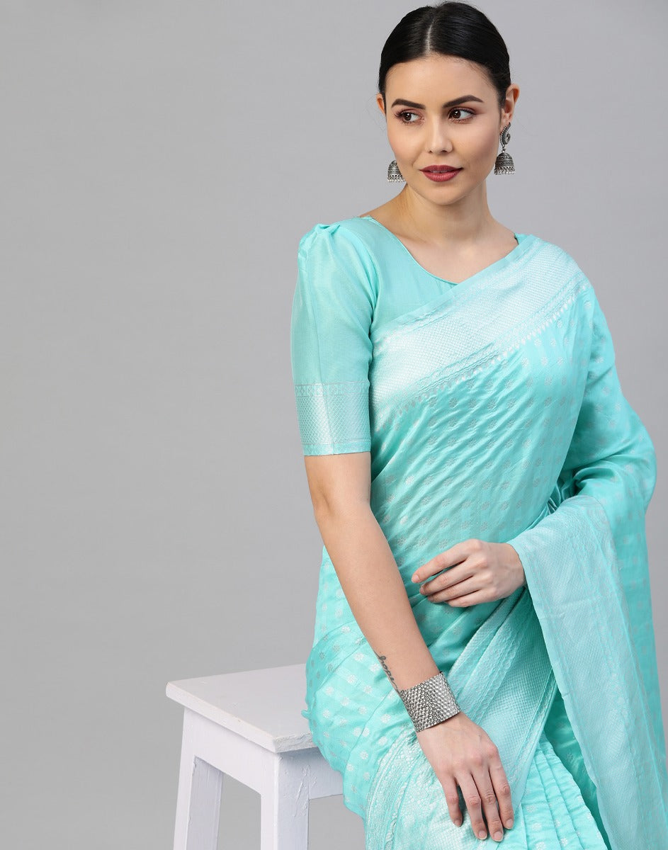 Light Blue Banarasi Silk Saree | Sudathi