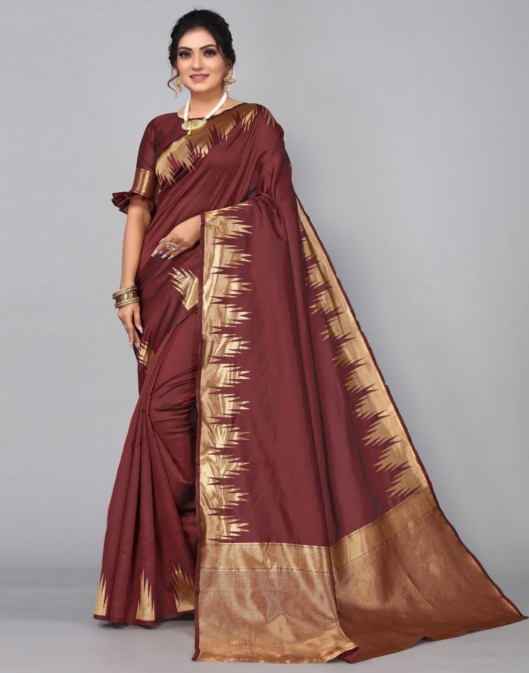 Maroon Weaving Silk Saree