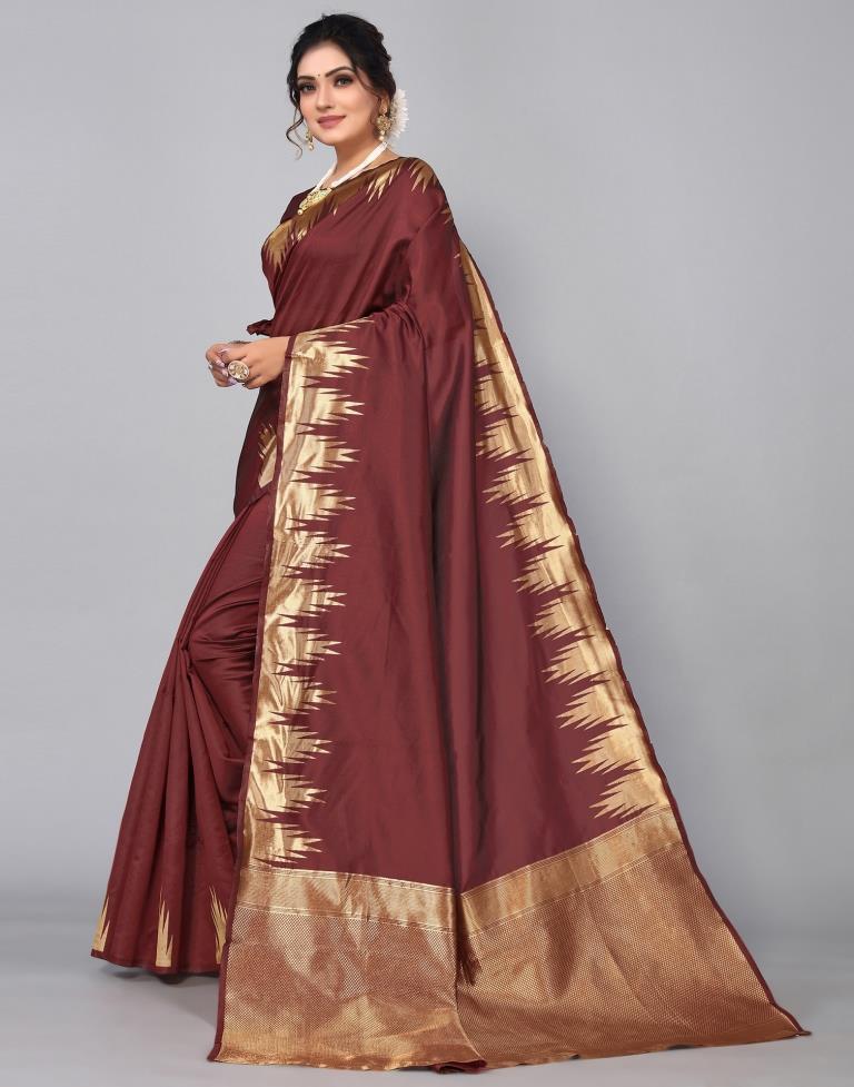 Maroon Weaving Silk Saree